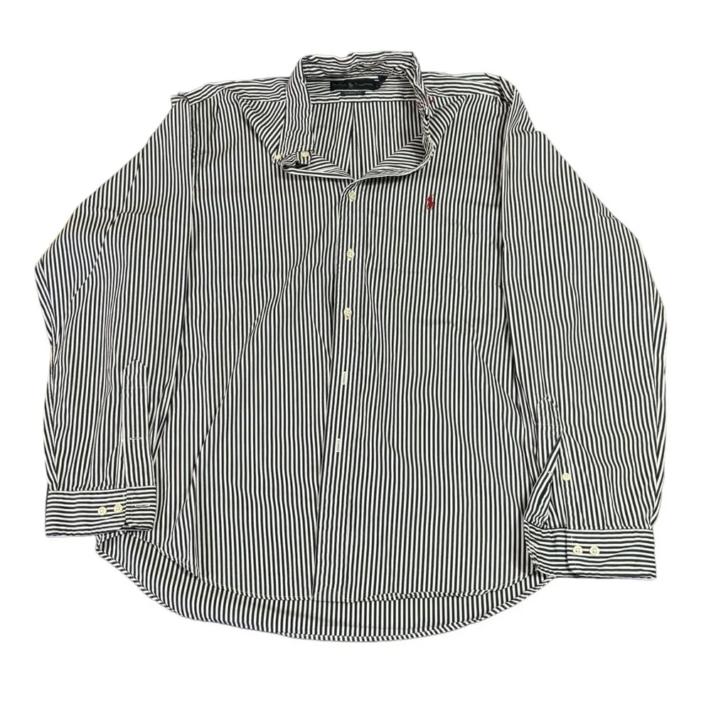 Ralph Lauren Polo Classic Button Up Shirt White Stripe classic fit size …